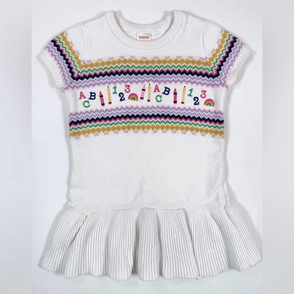 GYMBOREE Girls School Alphabet Rainbow ABC‎ Crayon Knit Sweater Dress 2T Kidcore